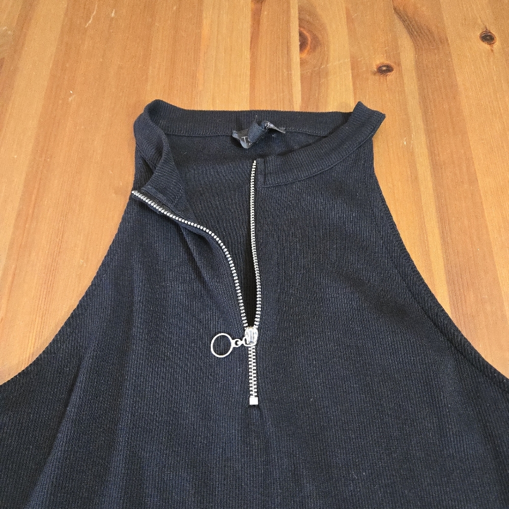 Top Shop Racerback Black Ribbed Zip Up Bodysuit Size US 8 - Picture 5 of 9